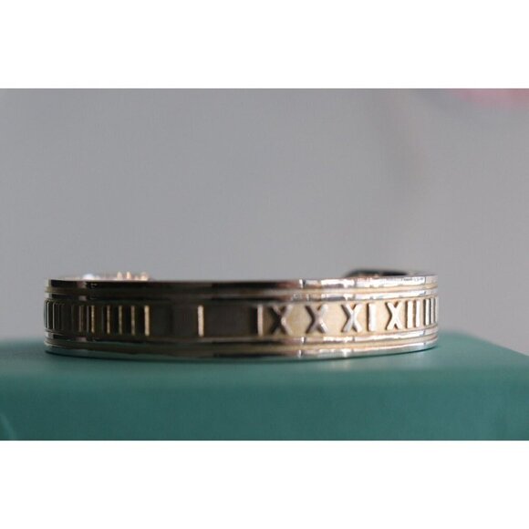 Tiffany & Co. Women's Silver Atlas Cuff Bracelet Sterling Silver Roman Numeral - Picture 9 of 9